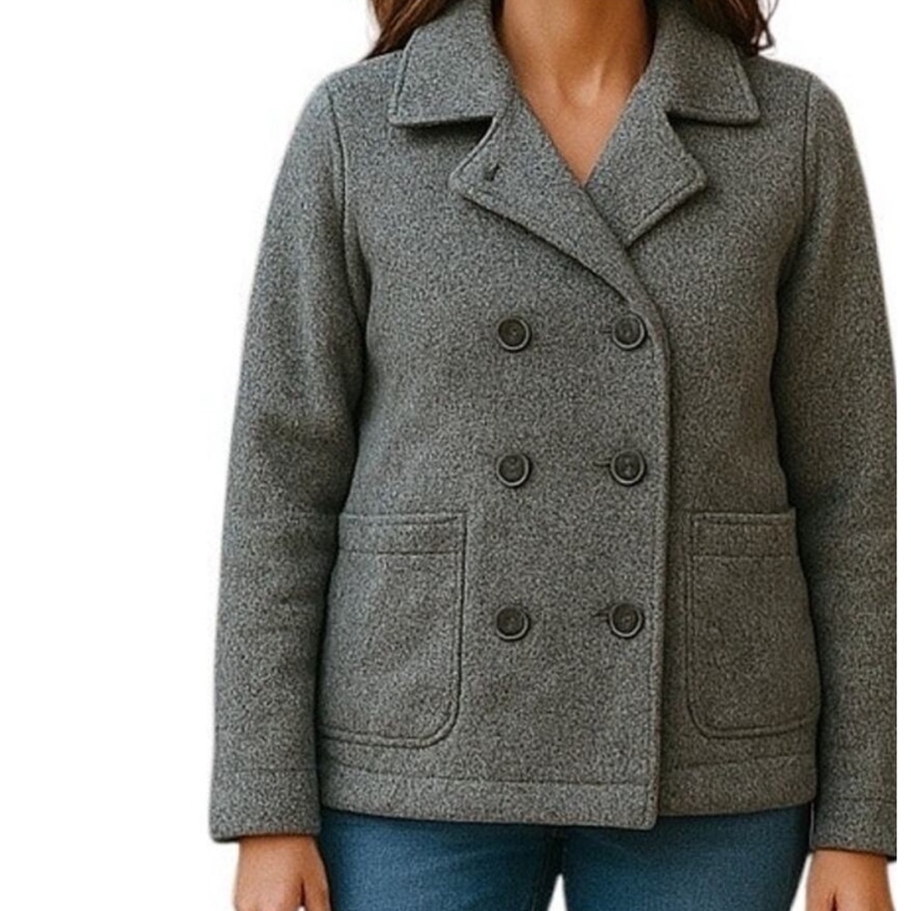 Patagonia Womens Better Sweater Gray Double Breasted Peacoat Jacket Size Large - Picture 12 of 12